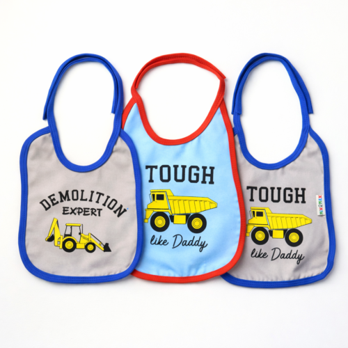Pack 2 Baby Bib Medium Size Cotton Feeding Bib with Waterproof Backing | Soft, Absorbent & Leak-Proof | 19 × 27 cm Mix and Max - Image 3