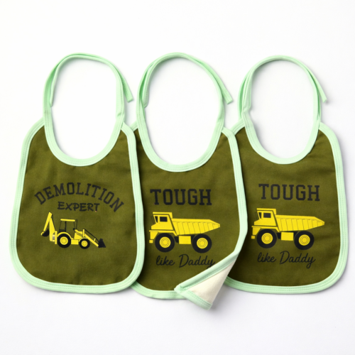 Pack 2 Baby Bib Medium Size Cotton Feeding Bib with Waterproof Backing | Soft, Absorbent & Leak-Proof | 19 × 27 cm Mix and Max - Image 2