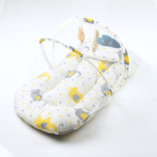 Baby Lounger with Mosquito Net | Portable Travel Bed and Sleep Nest for Newborns Mix & Max™ White - Image 2