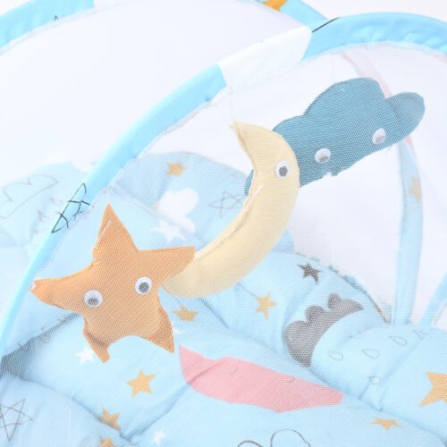 Baby Lounger with Mosquito Net | Portable Travel Bed and Sleep Nest for Newborns Mix & Max™ Light Blue - Image 3