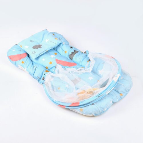 Baby Lounger with Mosquito Net | Portable Travel Bed and Sleep Nest for Newborns Mix & Max™ Light Blue - Image 2