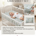 Baby Cotton Bed Sheet Set 105x175 cm with Small Pillow – Soft Breathable Cotton Toddler Bedding, Fitted Crib Sheet for Kids Bed, Hypoallergenic; Skin-Friendly Baby Bedding Set Mix and Max - Animals