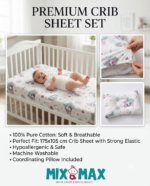 Baby Cotton Bed Sheet Set 105x175 cm with Small Pillow – Soft Breathable Cotton Toddler Bedding, Fitted Crib Sheet for Kids Bed, Hypoallergenic; Skin-Friendly Baby Bedding Set Mix and Max - Girly - Image 3