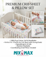 Baby Cotton Bed Sheet Set 105x175 cm with Small Pillow – Soft Breathable Cotton Toddler Bedding, Fitted Crib Sheet for Kids Bed, Hypoallergenic; Skin-Friendly Baby Bedding Set Mix and Max - Dream Girl - Image 4