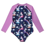 Girls One Piece Long Sleeves Swimsuit (6 sizes From 2Y to 7Y) # Mix and Max