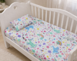 Baby Cotton Bed Sheet Set 105x175 cm with Small Pillow – Soft Breathable Cotton Toddler Bedding, Fitted Crib Sheet for Kids Bed, Hypoallergenic; Skin-Friendly Baby Bedding Set Mix and Max - Dream Girl