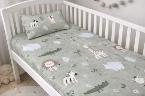 Baby Cotton Bed Sheet Set 105x175 cm with Small Pillow – Soft Breathable Cotton Toddler Bedding, Fitted Crib Sheet for Kids Bed, Hypoallergenic; Skin-Friendly Baby Bedding Set Mix and Max - Animals - Image 2