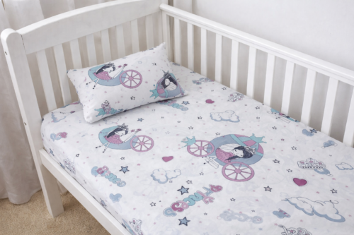 Baby Cotton Bed Sheet Set 105x175 cm with Small Pillow – Soft Breathable Cotton Toddler Bedding, Fitted Crib Sheet for Kids Bed, Hypoallergenic; Skin-Friendly Baby Bedding Set Mix and Max - Girly - Image 5