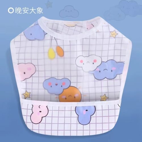 Waterproof Baby Bibs with Food Catcher Pocket, Lightweight Soft Feeding Bib Set for Toddlers, Easy Wipe & Wash, Adjustable Neck, Mess-Proof Baby Feeding Apron (Cute Prints) - Image 9