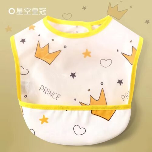 Waterproof Baby Bibs with Food Catcher Pocket, Lightweight Soft Feeding Bib Set for Toddlers, Easy Wipe & Wash, Adjustable Neck, Mess-Proof Baby Feeding Apron (Cute Prints) - Image 2