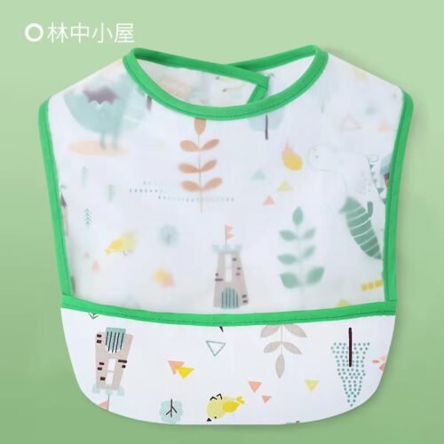 Waterproof Baby Bibs with Food Catcher Pocket, Lightweight Soft Feeding Bib Set for Toddlers, Easy Wipe & Wash, Adjustable Neck, Mess-Proof Baby Feeding Apron (Cute Prints) - Image 14