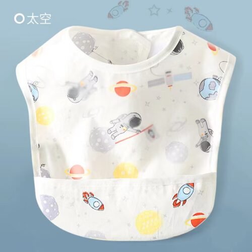 Waterproof Baby Bibs with Food Catcher Pocket, Lightweight Soft Feeding Bib Set for Toddlers, Easy Wipe & Wash, Adjustable Neck, Mess-Proof Baby Feeding Apron (Cute Prints) - Image 17