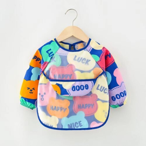 Pack of 2 -Long Sleeve Baby Bib Waterproof Toddler Feeding Smock with Food Catcher Pocket, Adjustable & Lightweight, Full Coverage Weaning Bib for Boys & Girls (6–36 Months) - Image 3