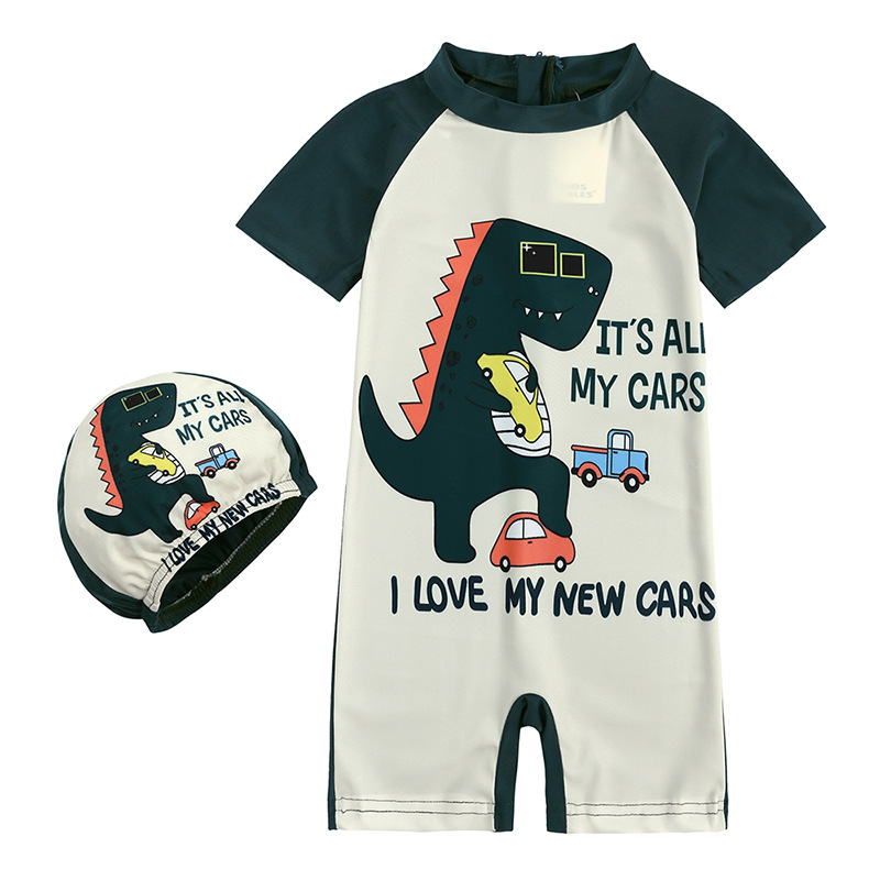 SKU-09-HY20069F Boy Short Sleeves Swimsuit (4 sizes From 3 to 11 years) Mix and Max - Image 1
